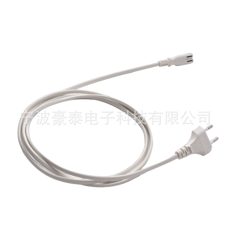 欧规两芯灯具电源线欧式T8电源线八字尾电源线台灯充电器电源线