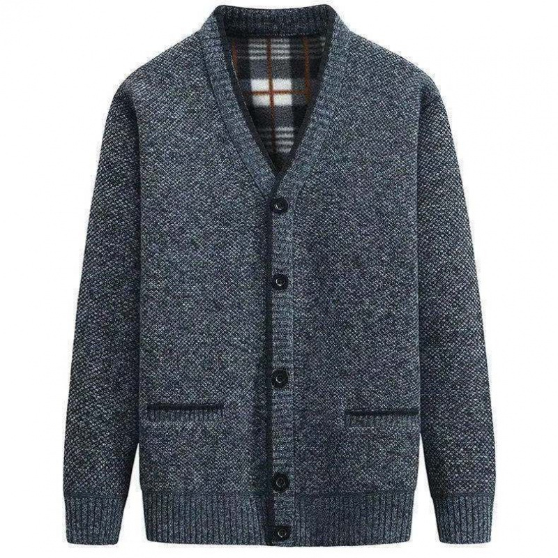 Foreign Trade Professional Hair Winter Middle-aged Men's fleece-lined Sweater Cardigan Thickened V-Neck Middle-aged and Old Dad's Knitted Outer Foreign Trade Professional Hair Winter Middle-aged Men's fleece-lined Sweater Cardigan Thickened V-Neck Middle-aged and Old Dad's Knitted Outer