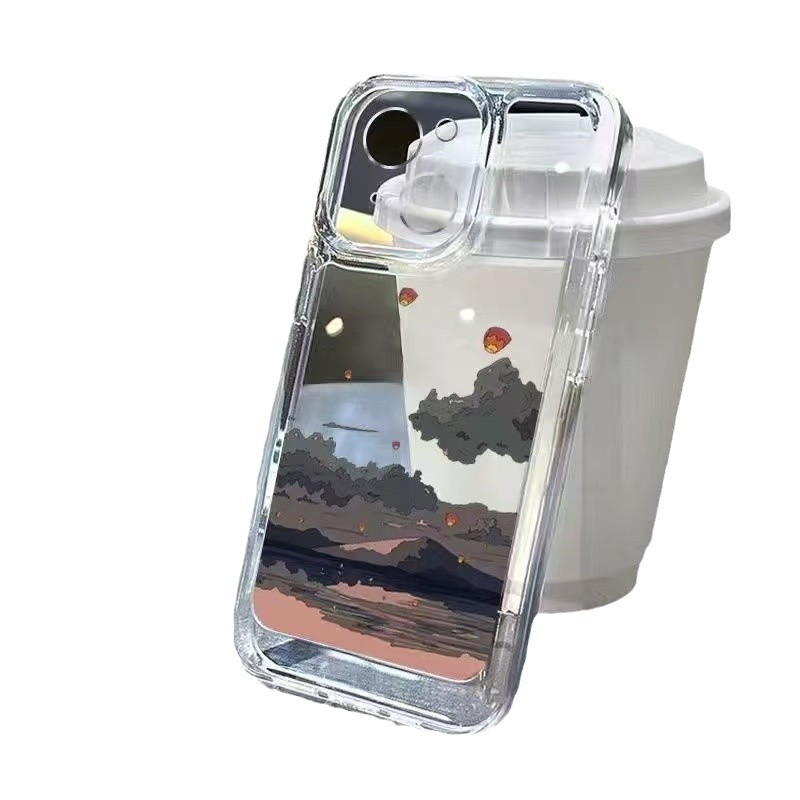 Hill Lantern para iphone16promax funda para teléfono móvil transparente Apple 15 anti-caída 14pro Japón y Corea 13/12