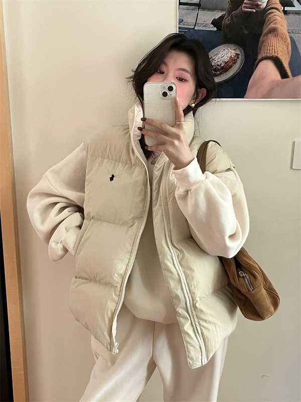 韩系时尚百搭棉服马甲女冬季新款ins叠穿坎肩立领背心外套上衣女|undefined