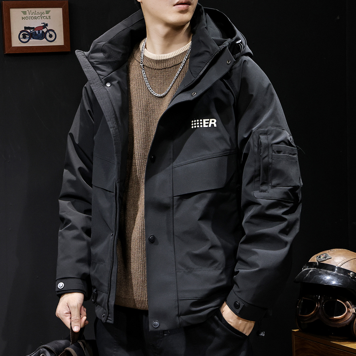 Men's demi-season warm down jacket