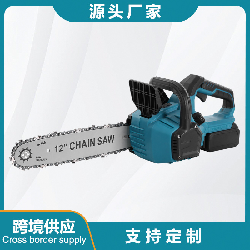 Cross-Border Wholesale Customization 12inch Chain Saw High Power Lithium Battery Logging Saw Outdoor Tree Cutting Rechargeable Chain Saw
