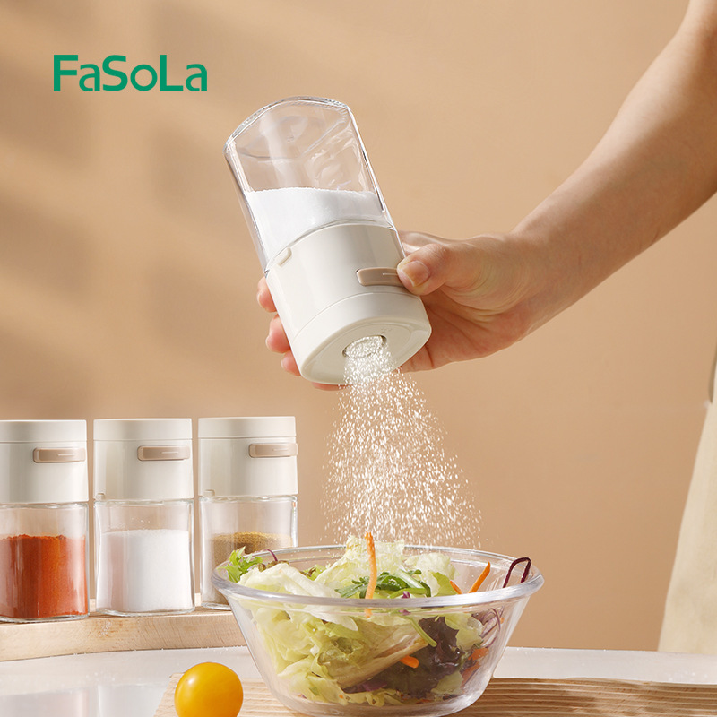 Fasola定量塩缶調味料箱ガラス厨房調味料缶防湿密封塩缶制御量調味料瓶|undefined