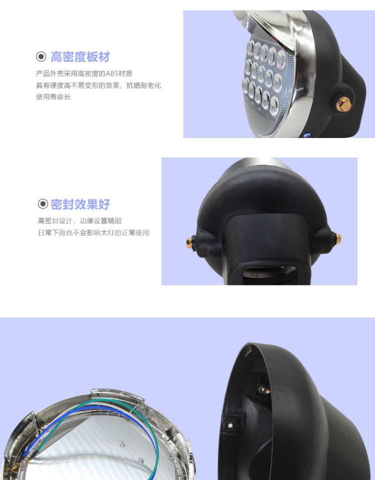 Super bright LED headlight assembly for electric tricycles, motorcycle headlight, 48v60v universal front headlight