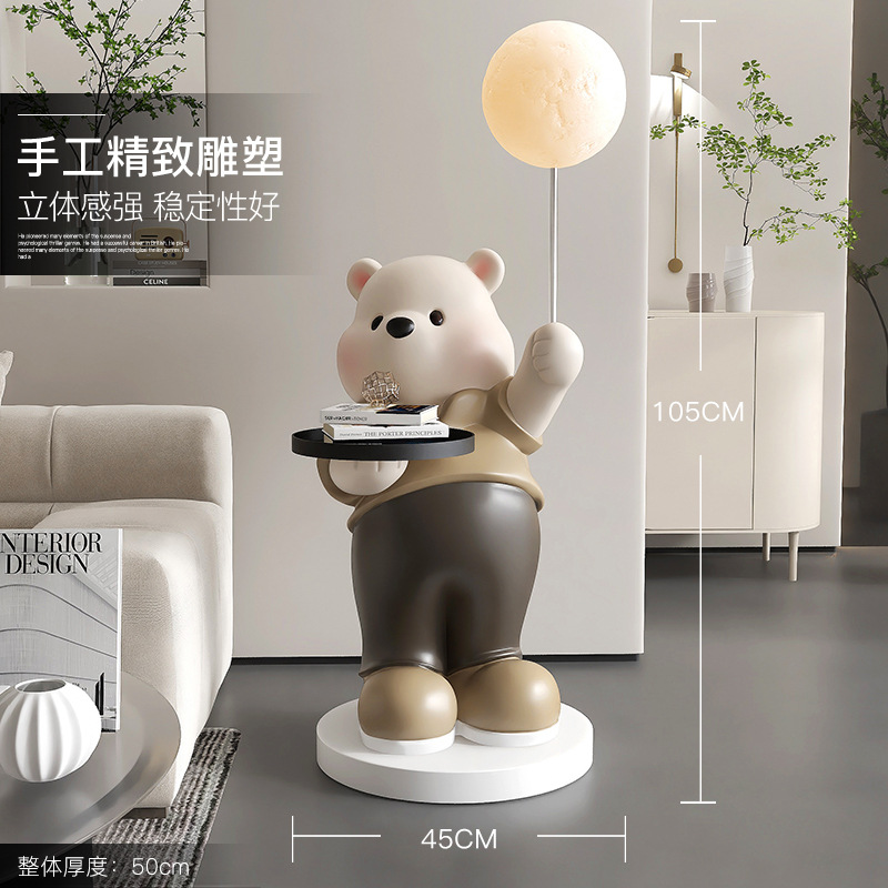 Oso grande sala de estar piso decoración TV gabinete mesa de café lateral decoración del hogar mesa de café luz apertura Año nuevo regalo de inauguración