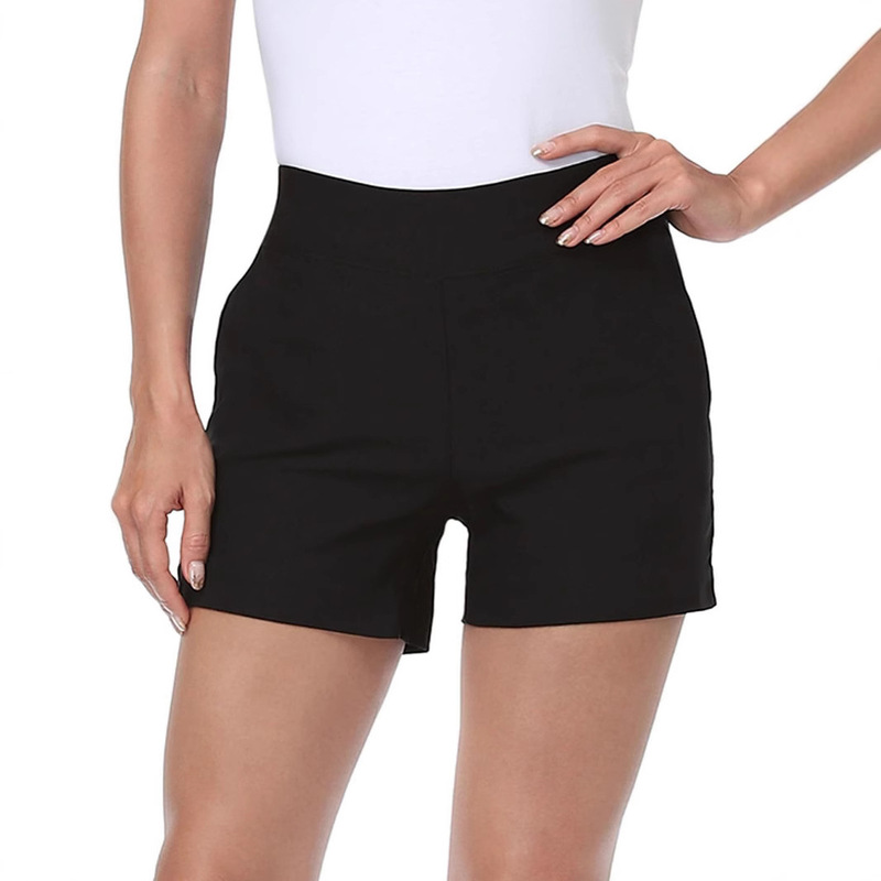 Cross-Border Customization] Amazon Women's Twill Shorts 4inch Inner Seam Elastic High Waist Casual Summer Shorts