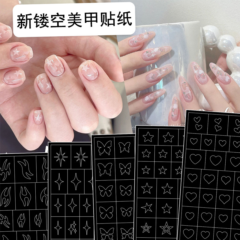 Nail Art Hollow Stickers New Spray-Paint Dual-Use Template Heart-Shaped Starry Sky Nail Art Decals Gradient Painting Nail Tools Nail Art Hollow Stickers New Spray-Paint Dual-Use Template Heart-Shaped Starry Sky Nail Art Decals Gradient Painting Nail Tools