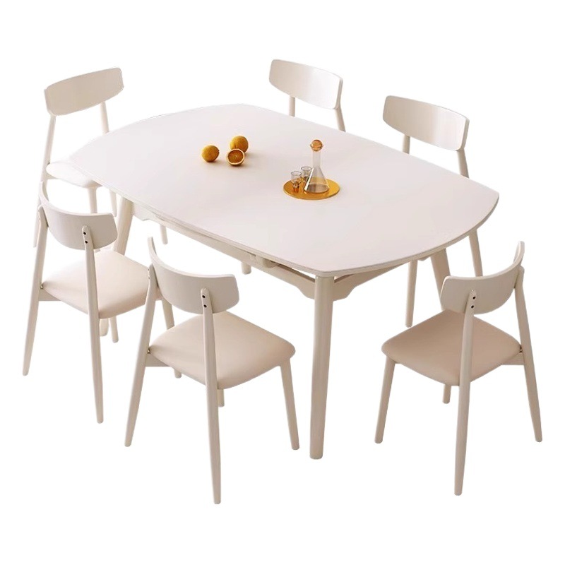 Cremoso viento nórdico madera maciza mesa telescópica nórdico pequeño hogar roca placa cuadrada redonda de doble uso japonés tabla de registro