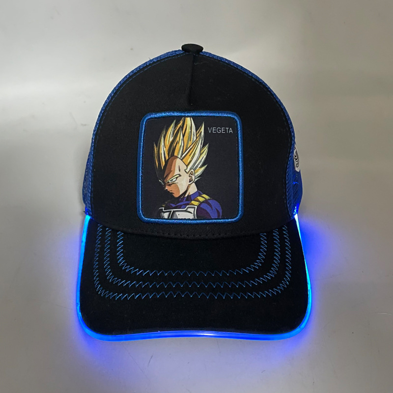 LED dibujos animados Dragon Ball sombrero de red Goku sombrero de béisbol para hombres y mujeres hip hop sombrero luminoso