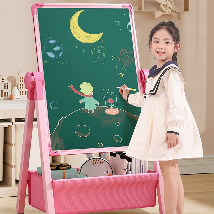 星白板写字板儿童画板支架式免安装可升降折叠办公磁性双面小黑板