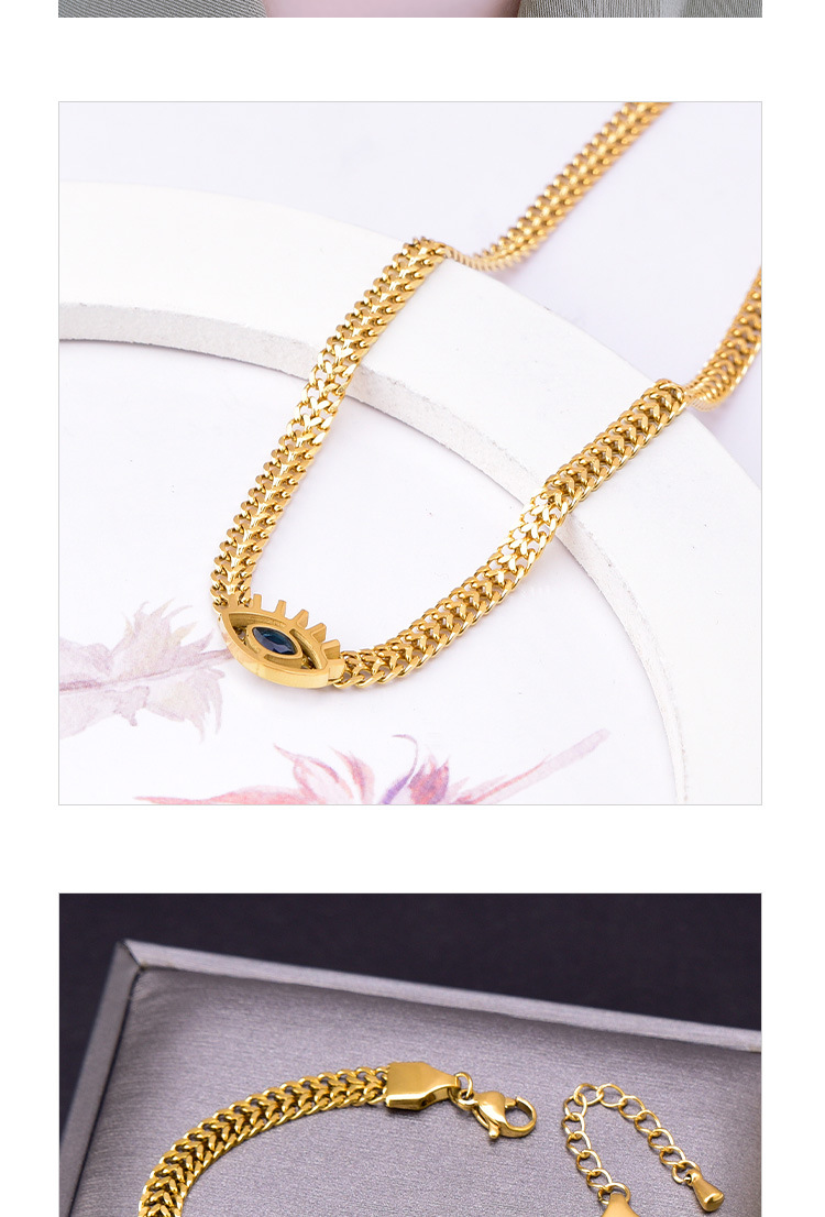 18K Gold Plated Plating Material 304 Stainless Steel Pendant Material Wholesale Jewelry Fashion Devil'S Eye 304 Stainless Steel Glass Stone 18K Gold Plated Plating Stainless Steel Necklaces