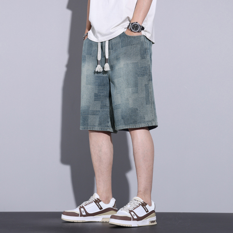 Danbaoni | 2026 Men's Denim Shorts Summer Thin New Style Plaid Straight Loose Casual American Trendy Brand Danbaoni | 2026 Men's Denim Shorts Summer Thin New Style Plaid Straight Loose Casual American Trendy Brand