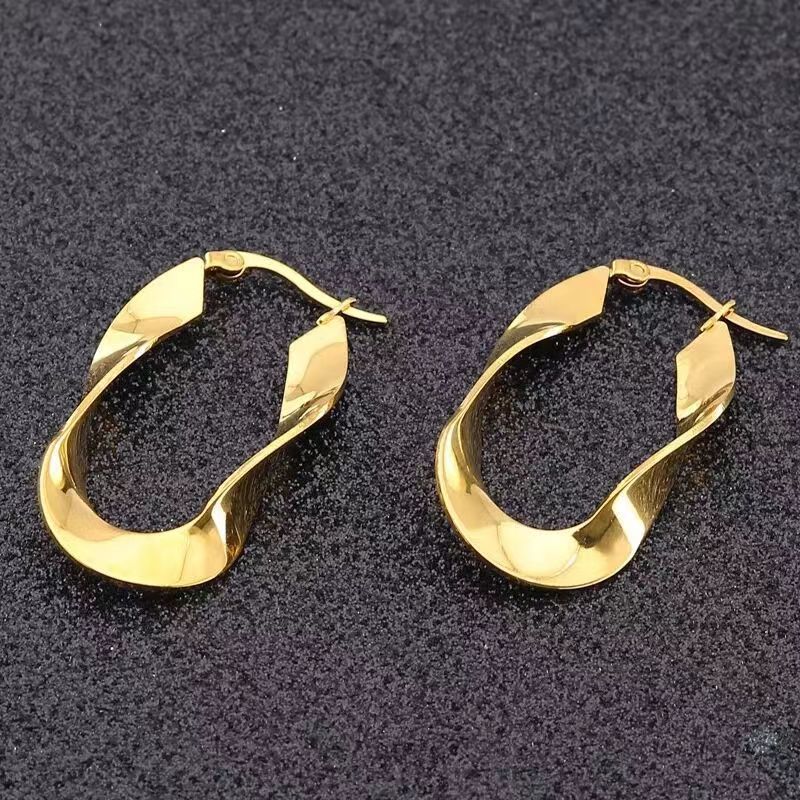 1 Paire Style Simple Irrégulier Placage Acier Au Titane Boucles D'oreilles Cerceau display picture 4