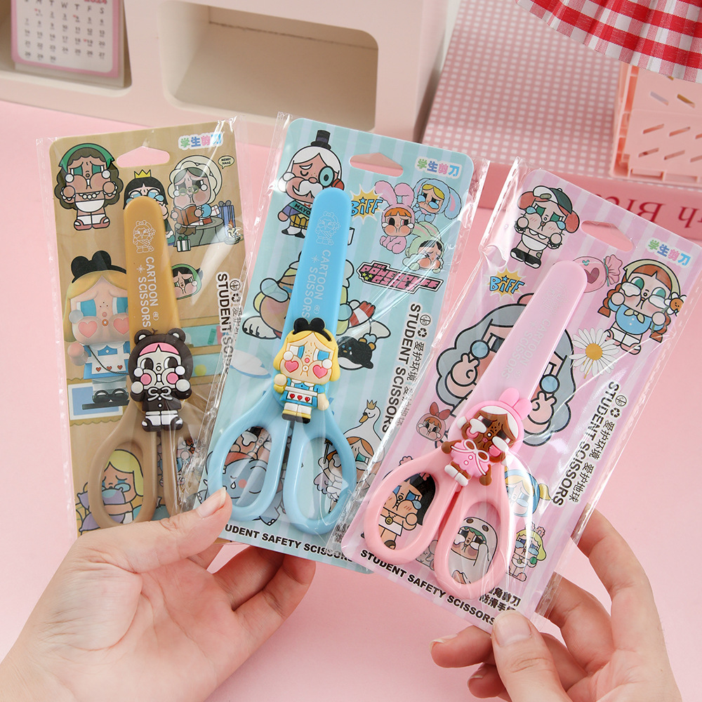 Tijeras de estudiantes de acero inoxidable de dibujos animados llorando bebé herramientas de corte de papel DIY útiles de enseñanza para estudiantes suministros creativos