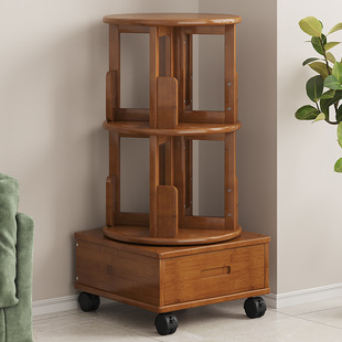 Mobile Bookshelf Creative Light Luxury Bookcase Bedroom Wheeled Storage Home Solid Wood Storage Rack Children's Living Room Storage