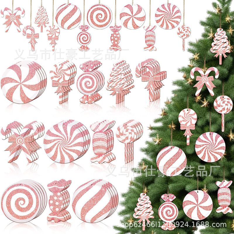 新しいクロスボーダークリスマスキャンディデコレーションクリスマスツリーキャンディ木製オーナメントパーティーデコレーション|undefined