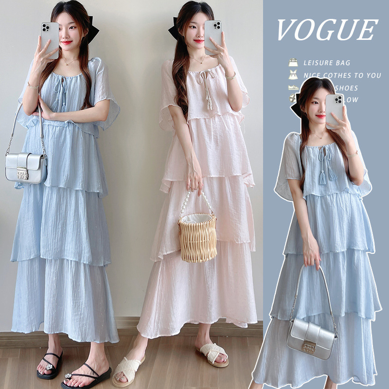 Real Shot of 2025 New Summer French Maternity Wear, Gentle Style, Sweet Age-Reducing Loose Sleeveless Cake Dress Real Shot of 2025 New Summer French Maternity Wear, Gentle Style, Sweet Age-Reducing Loose Sleeveless Cake Dress