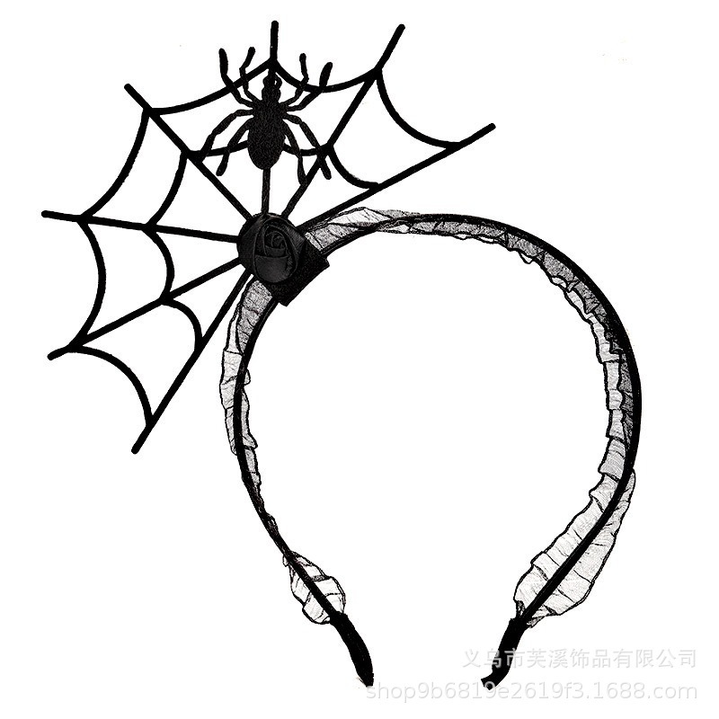 ハロウィーン蜘蛛の巣髪バンドパーティークリエイティブレースクモ舞踏会頭バンド鬼節装飾悪魔頭バンド|undefined