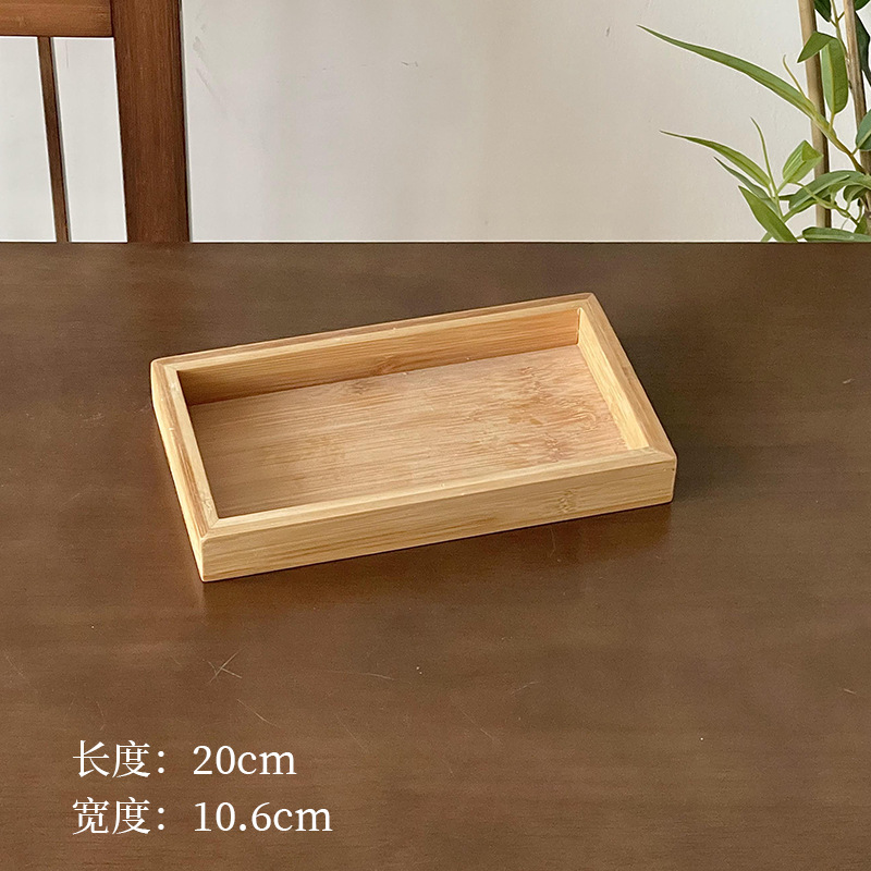 Plato de madera alta sensación rectangular bandeja de café dulces caseros platos de fruta platos de comedor platos de té