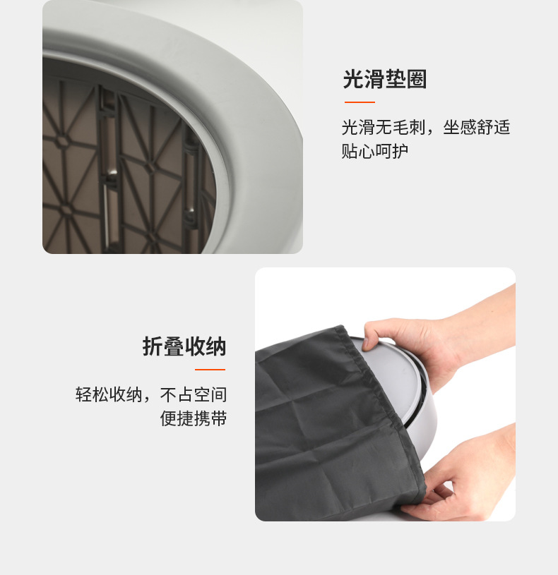 Cross-Border 39cm Portable Car Toilet, Foldable Toilet for Car Use, Emergency Toilet for Road Trips, Outdoor Toilet