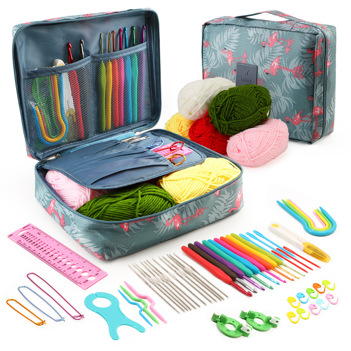 Transfronterizo nuevo principiante crochet traje multi-color bolsa de almacenamiento serie entrada ganchillo accesorios de lana al por mayor