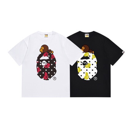 Trendy Brand Bape Ape Head Lightning Star Print Unisex Casual Loose Trendy Personalized Shark Short-Sleeve T-Shirt Trendy Brand Bape Ape Head Lightning Star Print Unisex Casual Loose Trendy Personalized Shark Short-Sleeve T-Shirt