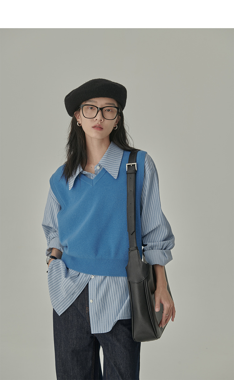 Női blúz retro stílusú hong kong csíkos ing divatos_voghion.com