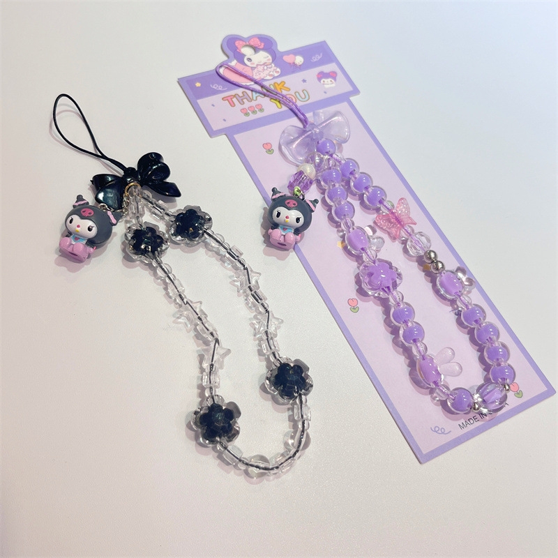 Ins Style Sweet Cool Light Luxury Kt Cute Cat Kulomi Mobile Phone Chain Mobile Phone Case Pendant ccd Camera Chain Beaded Bag