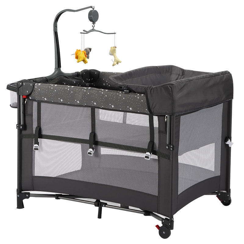 One-Click Opening and Closing, Installation-Free Folding Crib Spliced ​​Large Bed, Removable and Portable Newborn Multi-Functional Baby Bed