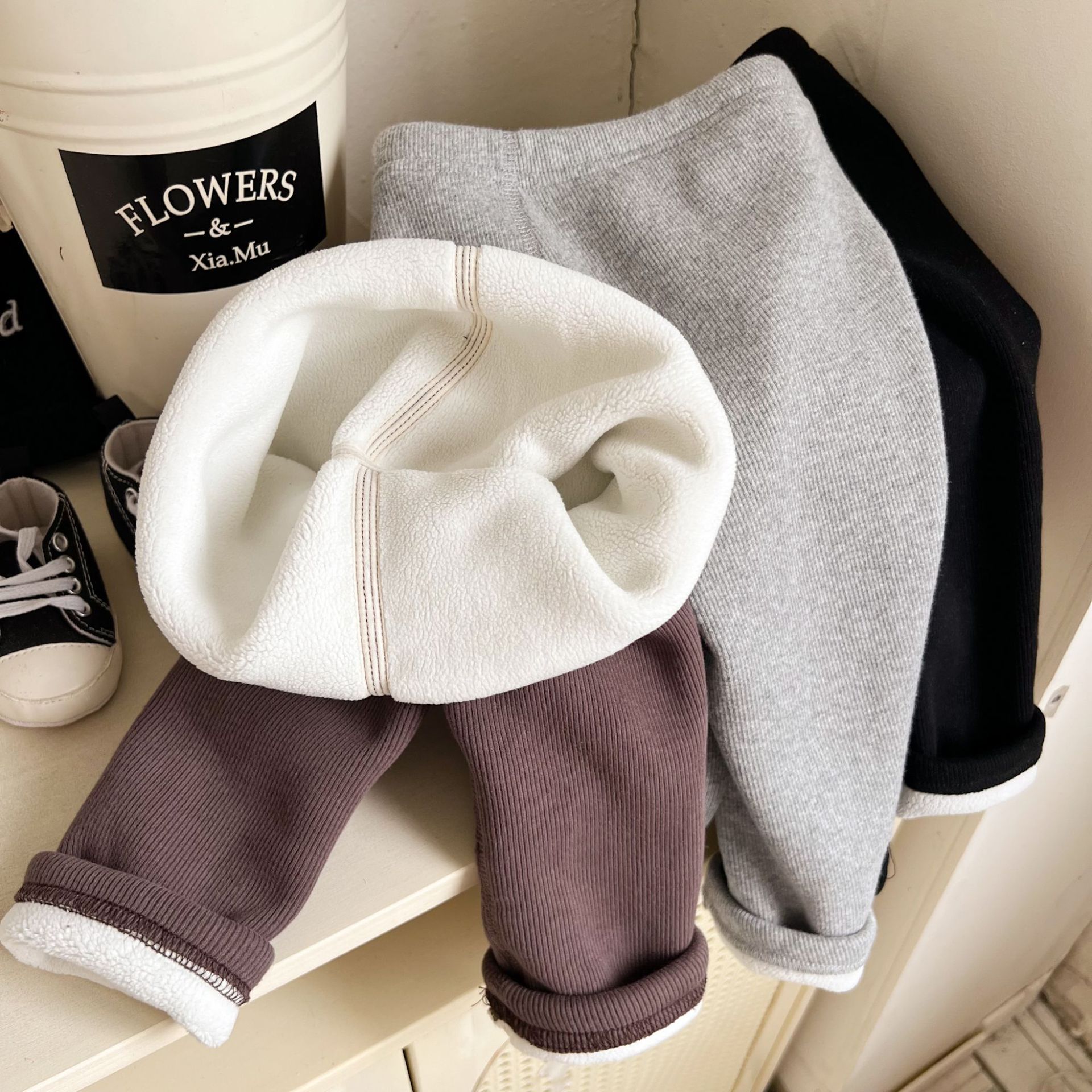 无骨缝加绒保暖打底裤男女儿童冬一体绒长裤厚婴幼儿打底裤韩版棉