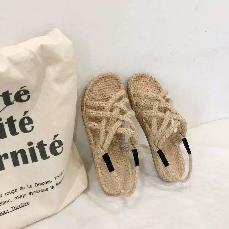 Сандалии для студенток, универсальные в корейском стиле, новый стиль 2025 года, плетеные улджан, модные летние сказочные ремешки с перекрестными ремешками