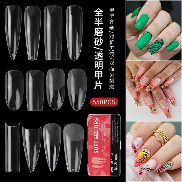 Cross-Border Amazon Popular Porcelain White Box Nails Transparent Ultra-Thin Denim Oval Ballet Half-Stick Manicure Nail Polish Factory