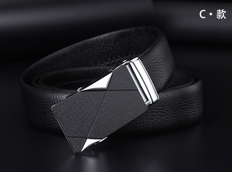 Genuine Top-Grain Leather Automatic Buckle Belt Men's Business Casual Versatile Waist Belt Male In Stock