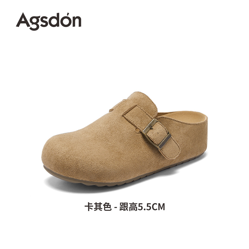 Augu Shi Deng grueso Bocken zapatos de mujer 2026 nuevo Bocken de primavera mitad zapatillas perezosa un solo zapato