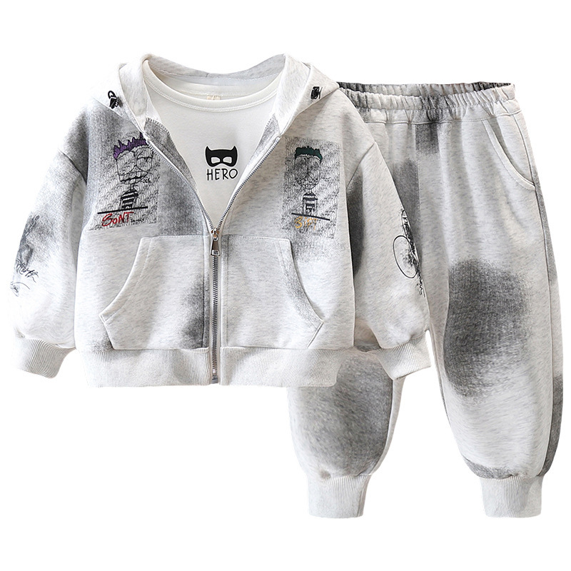 7606 traje deportivo para niños modelos de primavera y otoño 2025 nueva ropa casual para niños suéter con capucha de primavera traje de dos piezas