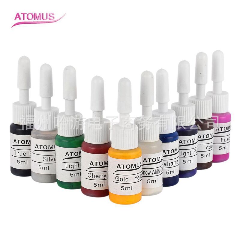 Atomus Tattoo Ink 10 Colors Ink Color Paste Tattoo Color Pigment 10 Bottles Set Ws0088