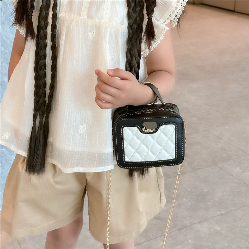Demi-season children's bag, small chain with diamond pattern, shoulder bag, Chanel style
