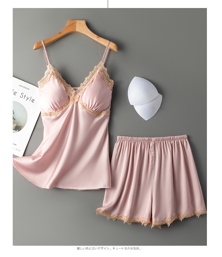 116g Weight Sleeveless Sleeve Length Pullovers Placket Type Imitated Silk, Polyester Fabric Type Women's Sexy Color Block Imitated Silk Polyester Lace Shorts Sets