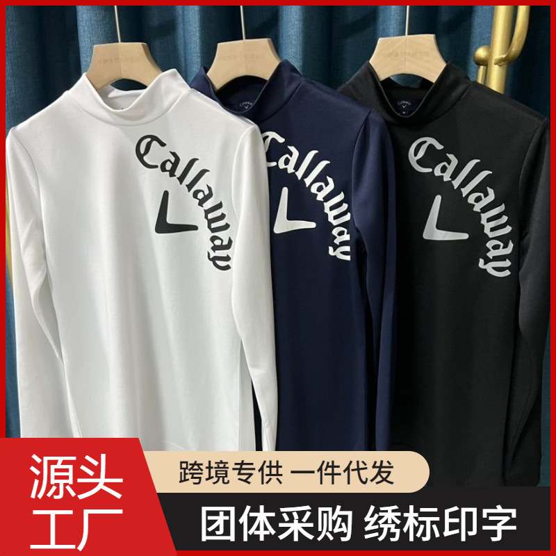 New Autumn and Winter Korean and Japanese Style Women's Long-Sleeve Golf Base Layer, Slim Fit, Can Be Worn Outside, Stretchy and Quick-Drying