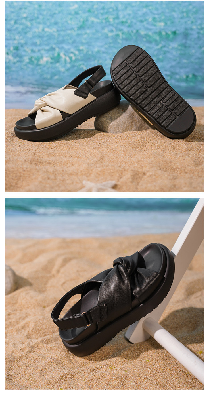 Sandal nữ hở mũi đế xuồng cao gót quai sau phối màu da thật — đen, Màu trắng nhạt chi tiết 10