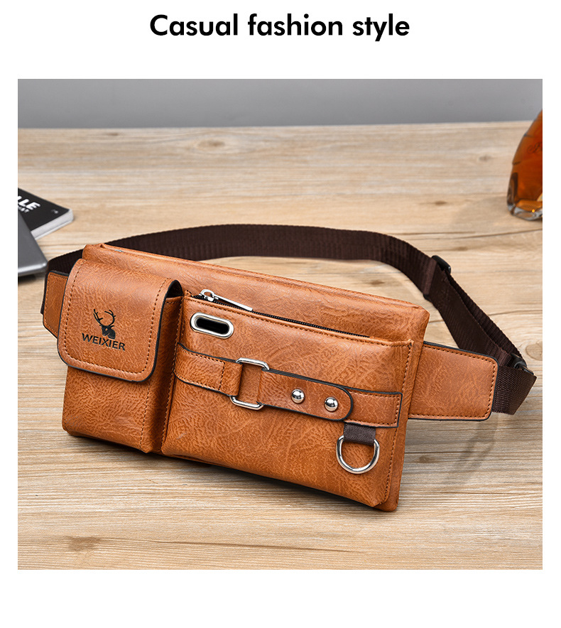 2023 New Hot Selling Men's Shoulder Bag Crossbody Bag Tactical Chest Bag Mobile Waist and Crotch Bag Multi Functional Chest Bag Retro PU Waist Bag_voghion.com