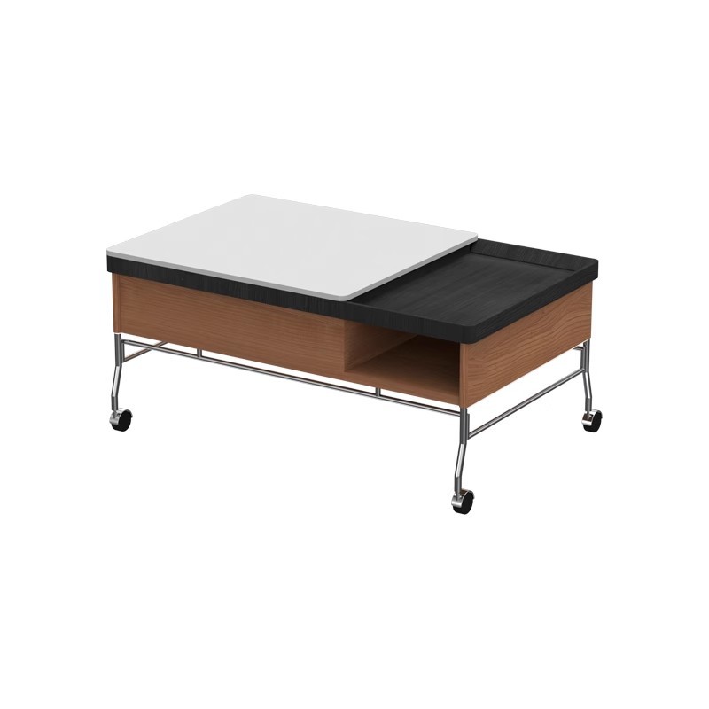 Mesa de centro de tablero de roca de elevación móvil Mesa lateral plegable Sala de estar Multifuncional Estilo antiguo Sofá de madera maciza Gabinete lateral Moderno y simple