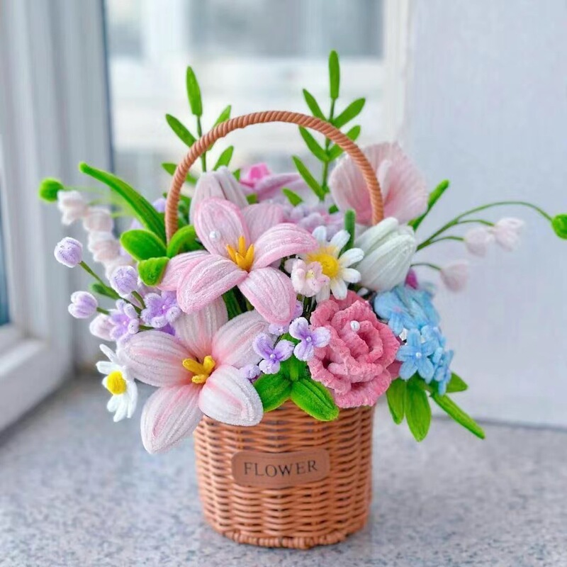扭扭棒花束手工编织diy材料包送闺蜜男朋友生日礼物桌面摆件装饰|undefined