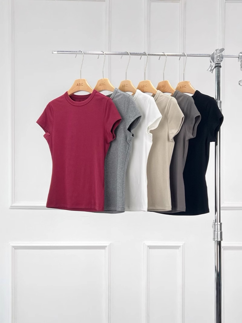 Tommy25新色春夏wrw風綿質微弾カジュアル多色クラシックモデル女性丸襟半袖tシャツ