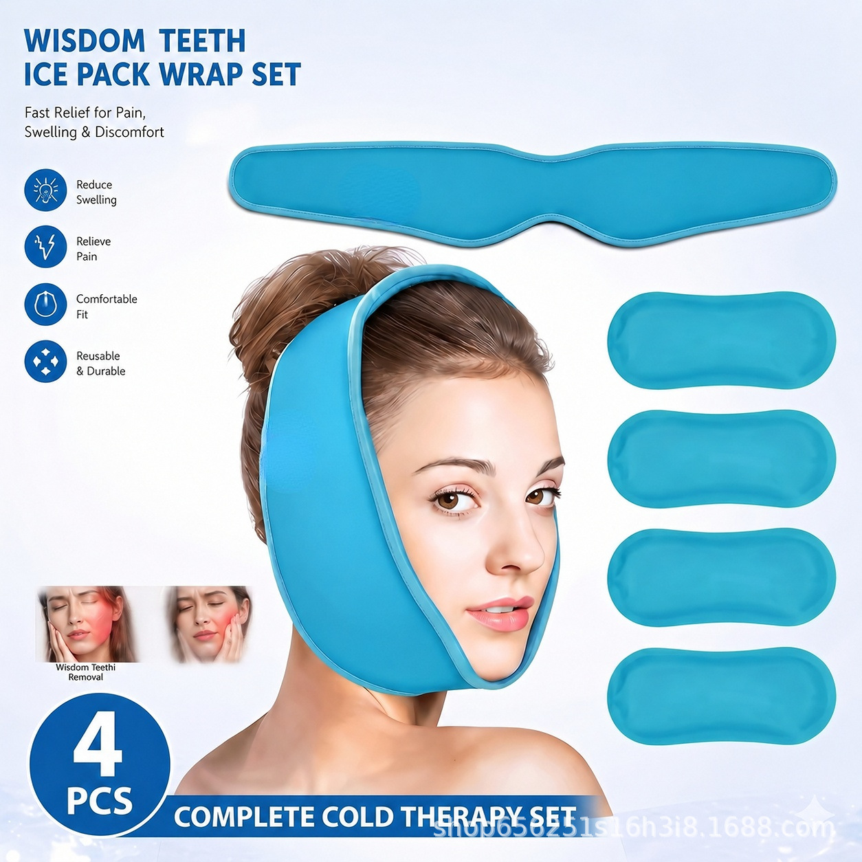 Cross-Border Best-Selling Hot and Cold Compress Head Protection Mask, Removable Gel Ice Pack, Reusable Facial Gel Ice Pack