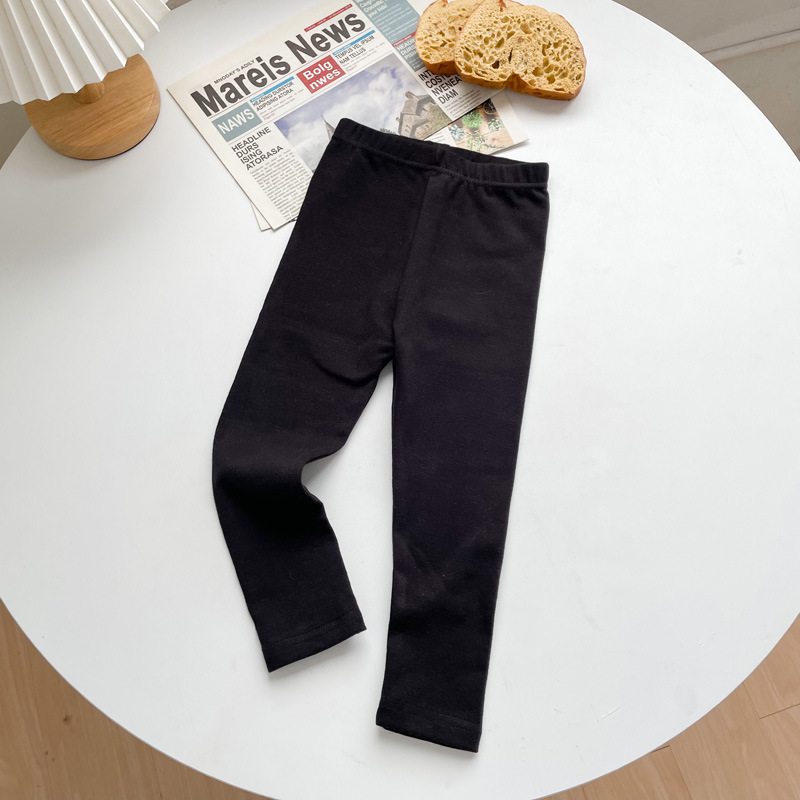 2023 Otoño e Invierno niñas SLIM-Fit color sólido polainas ropa exterior lana pull-up casual algodón bebé bottoming Pantalones