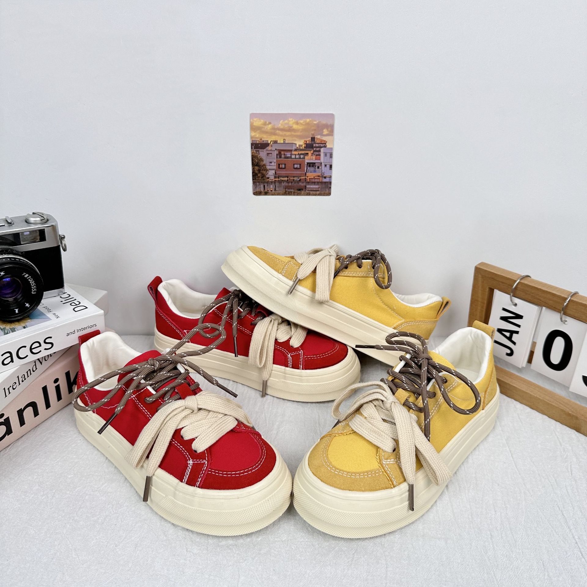 Yuanbo Xiaozhong zapatillas de deporte zapatos de lona para mujer nuevos zapatos blancos de suela gruesa zapatos casuales zapatos de mujer de verano zapatos de pan image 1