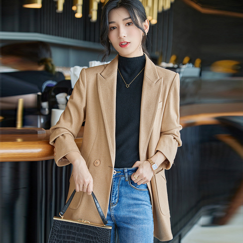 Khaki autumn fashionable elegant professional classic suit jacket