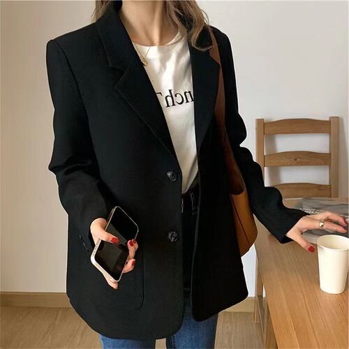 Women's Spring Western Style Loose Fit Versatile Student Medium Length Jacket Casual Little Western Suit