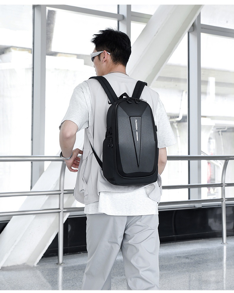 Cross-border hard-shell men's large-capacity backpacks, water-repellent cycling motorcycle backpacks, anti-collision business computer bags undefined